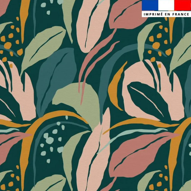 Tissu anti-tâche pour nappe imprimé peinture jungle abstrait