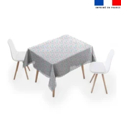 Tissu anti-tâche pour nappe imprimé pois multicolores effet aquarelle