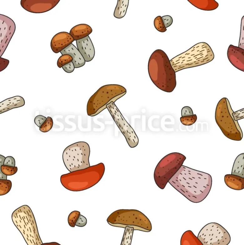 Tissu bolets et champignons personnalisé