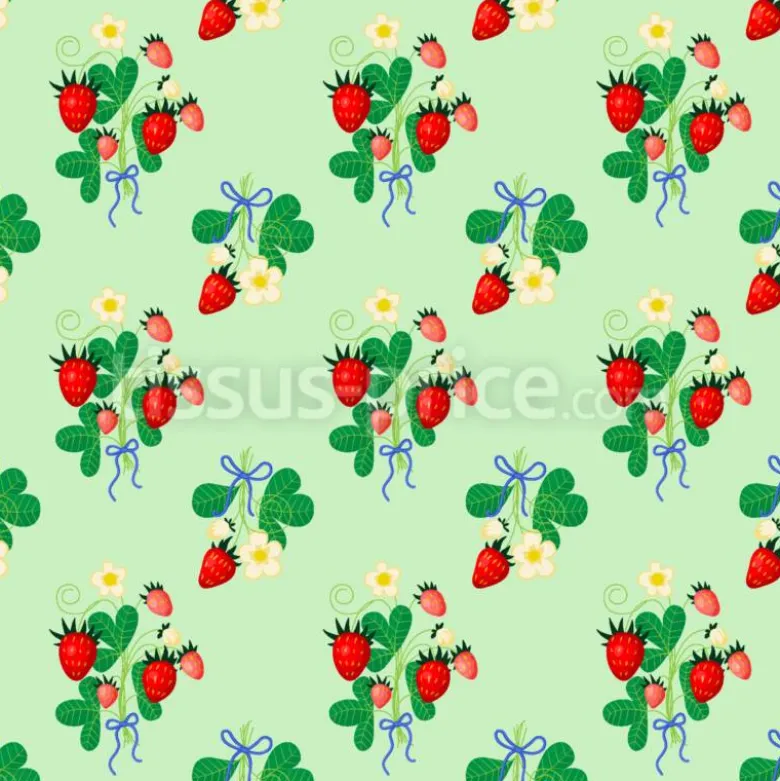 Tissu bouquets de fraises personnalisé