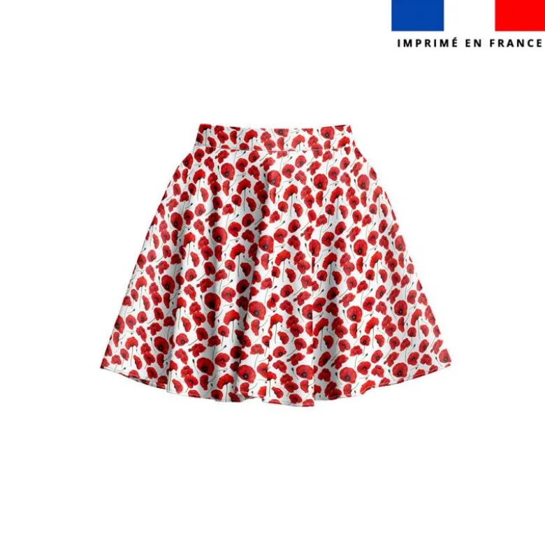 Tissu burlington blanc imprimé coquelicot