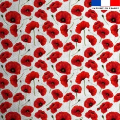 Tissu burlington blanc imprimé coquelicot