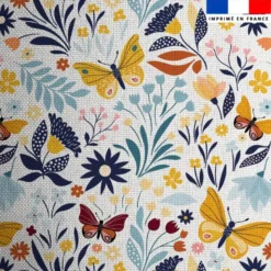 Tissu burlington blanc imprimé papillon jaune