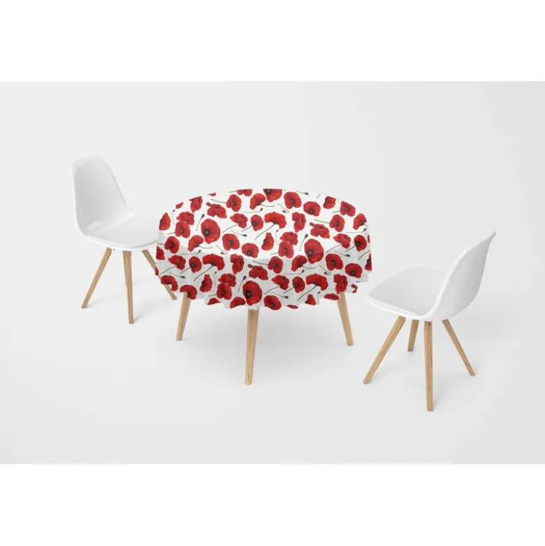 Tissu burlington blanc imprimé grand coquelicot