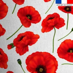 Tissu burlington blanc imprimé grand coquelicot