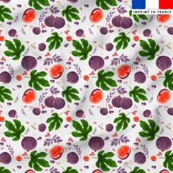 Tissu burlington blanc imprimé figue noire