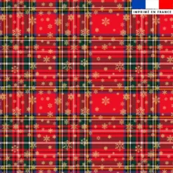 Tissu burlington imprimé tartan et flocon de neige doré