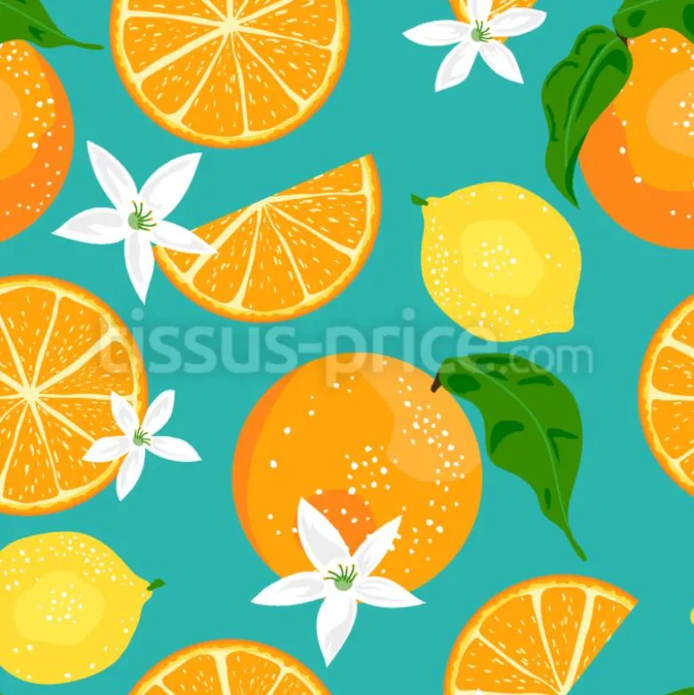 Tissu citrons et oranges personnalisé