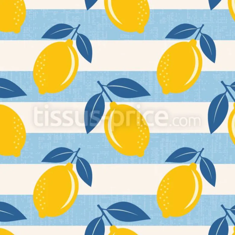 Tissu citrons et rayures personnalisé