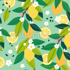 Tissu citrons frais et des fleurs personnalisé