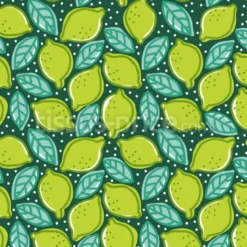 Tissu citrons verts et feuilles personnalisé