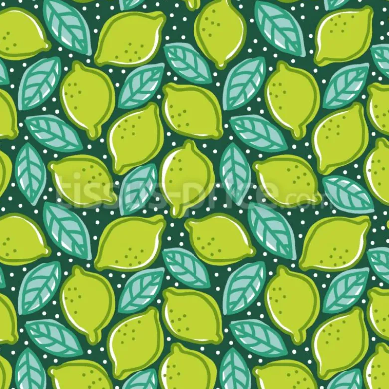 Tissu citrons verts et feuilles personnalisé