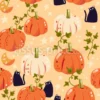 Tissu citrouilles et chat noir personnalisé