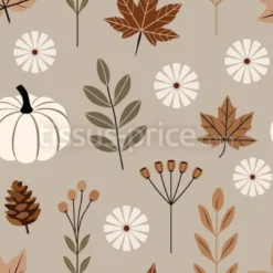 Tissu citrouilles et feuillages d’automne personnalisé