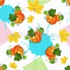 Tissu citrouilles et feuilles personnalisé