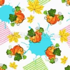 Tissu citrouilles et feuilles personnalisé