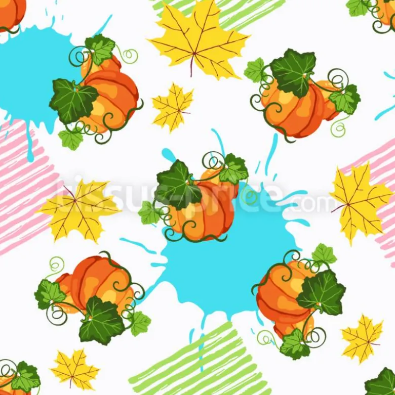 Tissu citrouilles et feuilles personnalisé