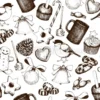 Tissu croquis gourmandises de Noël personnalisé