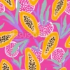 Tissu Design papaye et feuillage pop personnalisé