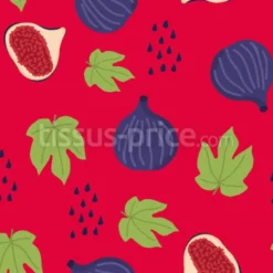 Tissu figues illustrées personnalisé