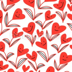 Tissu Fleurs au cœur souriant personnalisé