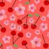 Tissu fleurs et cerises personnalisé