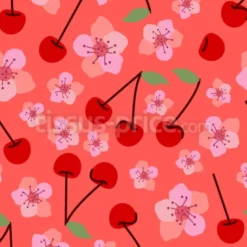 Tissu fleurs et cerises personnalisé