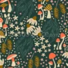 Tissu fleurs et champignons forestiers personnalisé