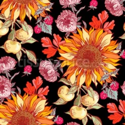 Tissu fleurs et fruits d'automne personnalisé