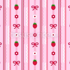 Tissu fraise et noeud girly personnalisé