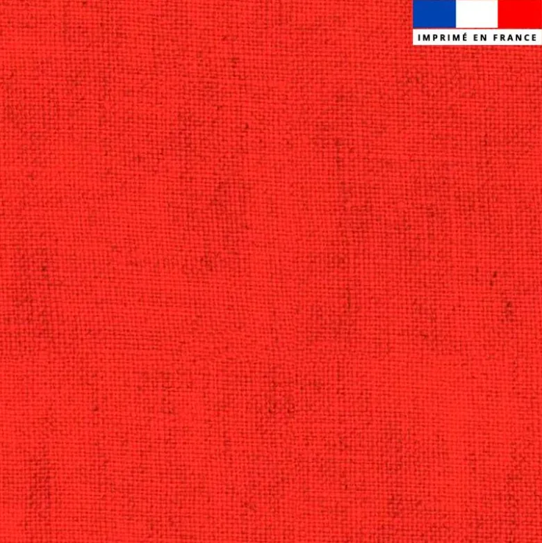 Tissu imperméable aspect lin orange corail