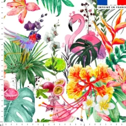 Tissu imperméable blanc motif fruit tropical