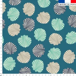 Tissu imperméable bleu motif coquillages
