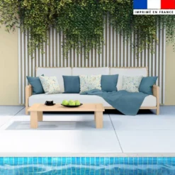 Tissu imperméable créme motif coquillage et étoile de mer