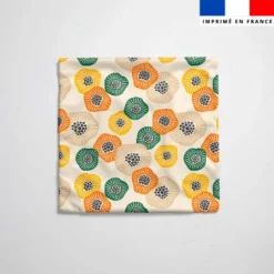 Tissu imperméable crème motif grande fleur abstraite