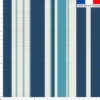 Tissu imperméable écru motif bayadère bleue