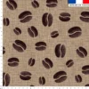 Tissu imperméable effet toile de jute motif grain de café