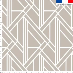 Tissu imperméable motif art déco géométrique grège