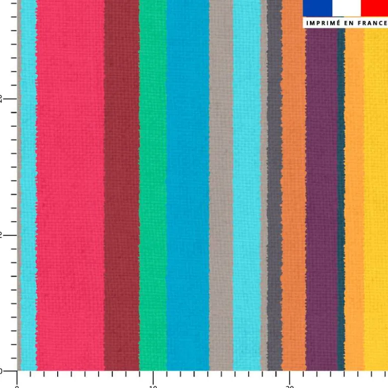 Tissu imperméable motif bayadère multicolore