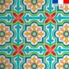 Tissu imperméable motif carreaux de ciment bleu et jaune