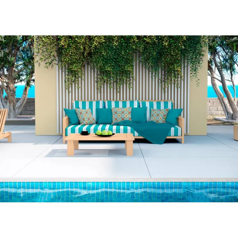 Tissu imperméable motif carreaux de ciment bleu et jaune