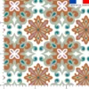 Tissu imperméable motif carreaux de ciment terracotta et vert sauge