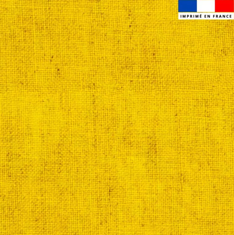 Tissu imperméable motif chiné aspect lin jaune