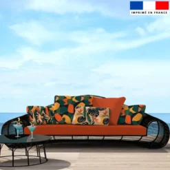 Tissu imperméable motif chiné aspect lin rouge orangé