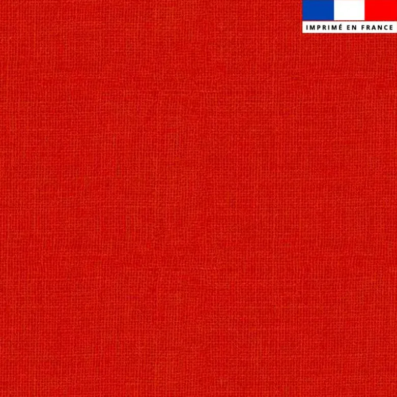 Tissu imperméable motif chiné aspect lin rouge orangé