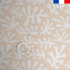 Tissu imperméable motif corail blanc