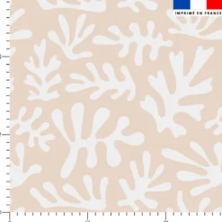 Tissu imperméable motif corail blanc