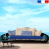 Tissu imperméable motif corail sauvage blanc et bleu