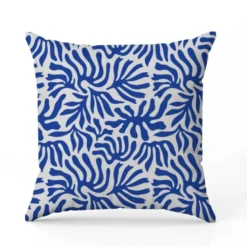 Tissu imperméable motif corail sauvage blanc et bleu