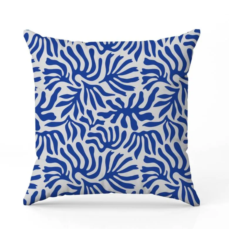 Tissu imperméable motif corail sauvage blanc et bleu
